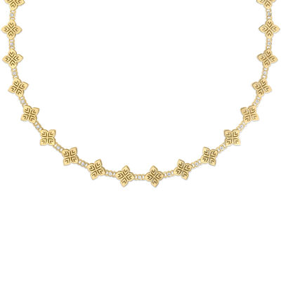 Roberto Coin 18K Yellow Gold Arabesque Alternating Diamond And Flower Necklace