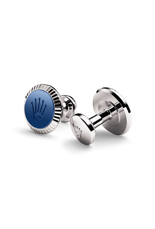 Rolex Fluted cufflinks, 18 kt white gold, A1039