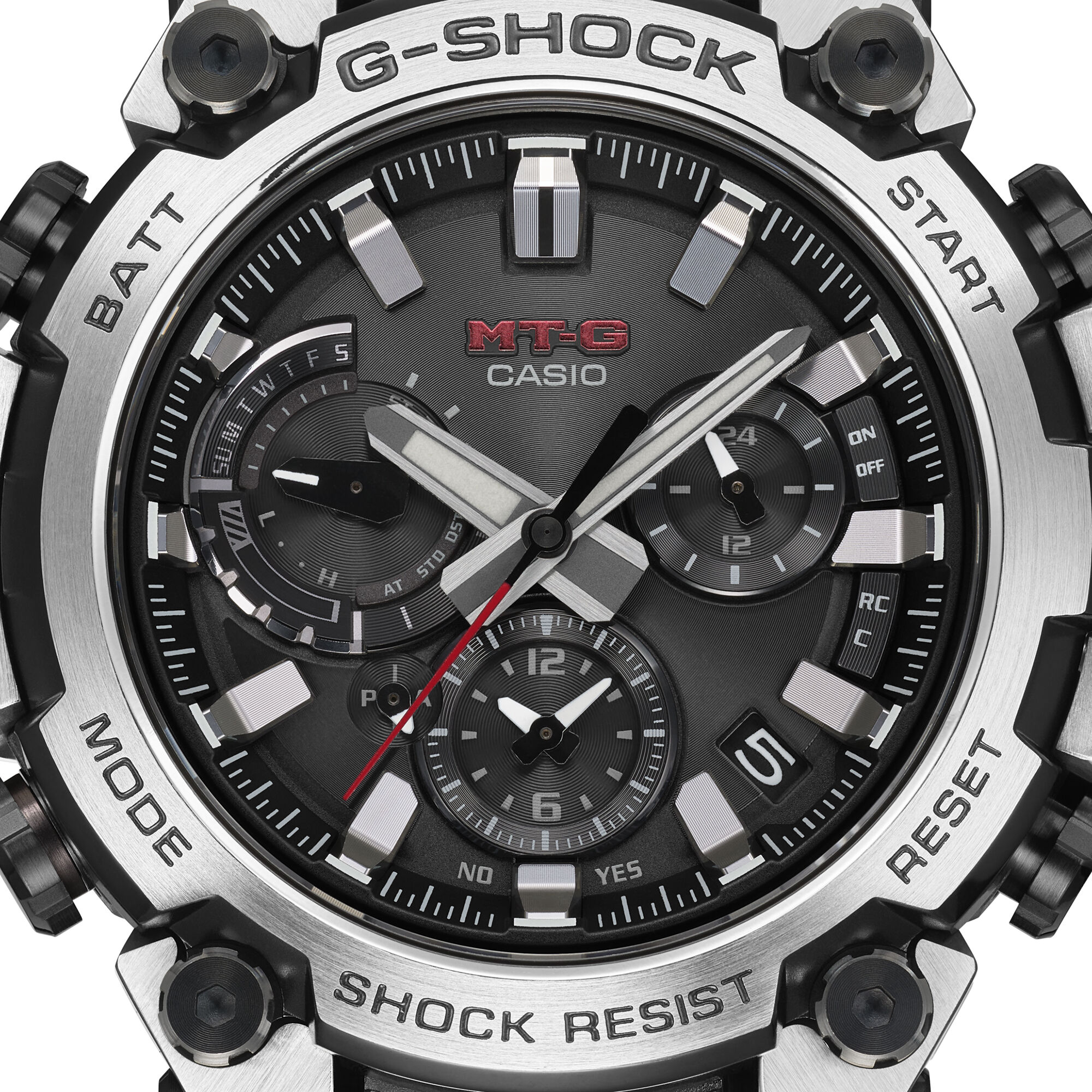CASIO G-SHOCK MT-G ブラック/シルバー G-Shock MT-G Black Dial Watch, 50.9mm