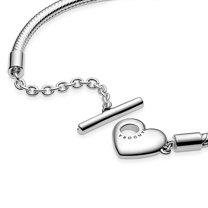 Pandora Moments Heart T-Bar Snake Chain Bracelet image number 1