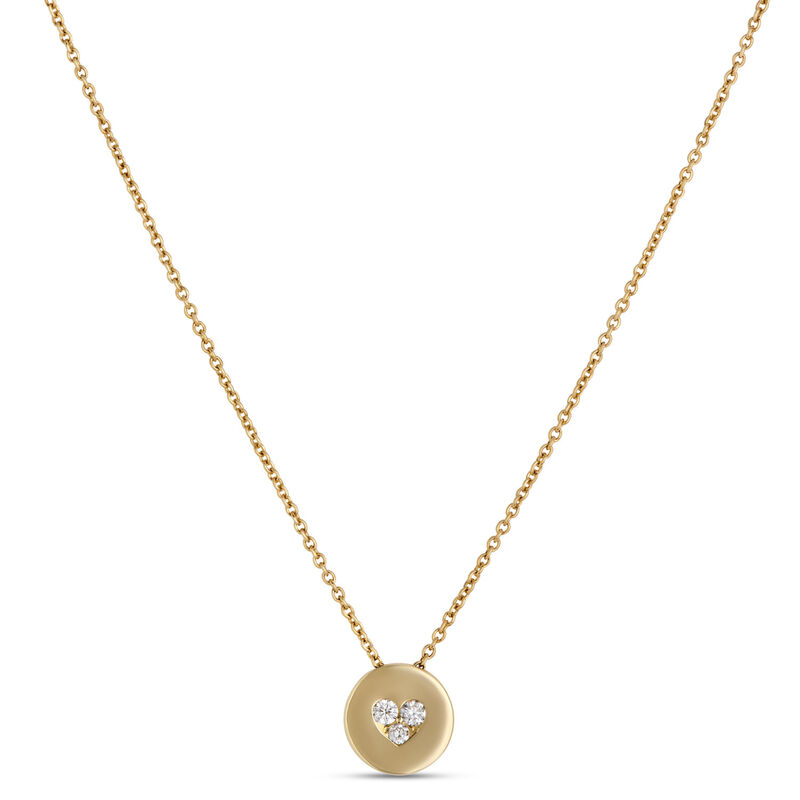 Classic Disc Pendant Necklace with Round Diamonds, 1/10 Total Carat Weight, 14K Yellow Gold image number 0