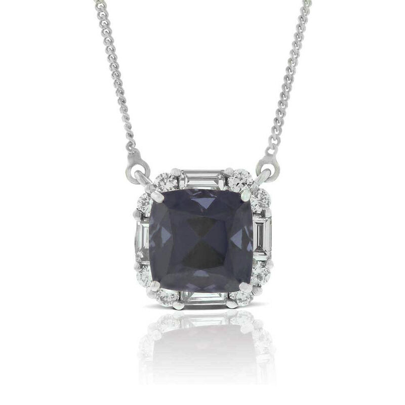 Gray Spinel & Diamond Necklace 14K image number 1