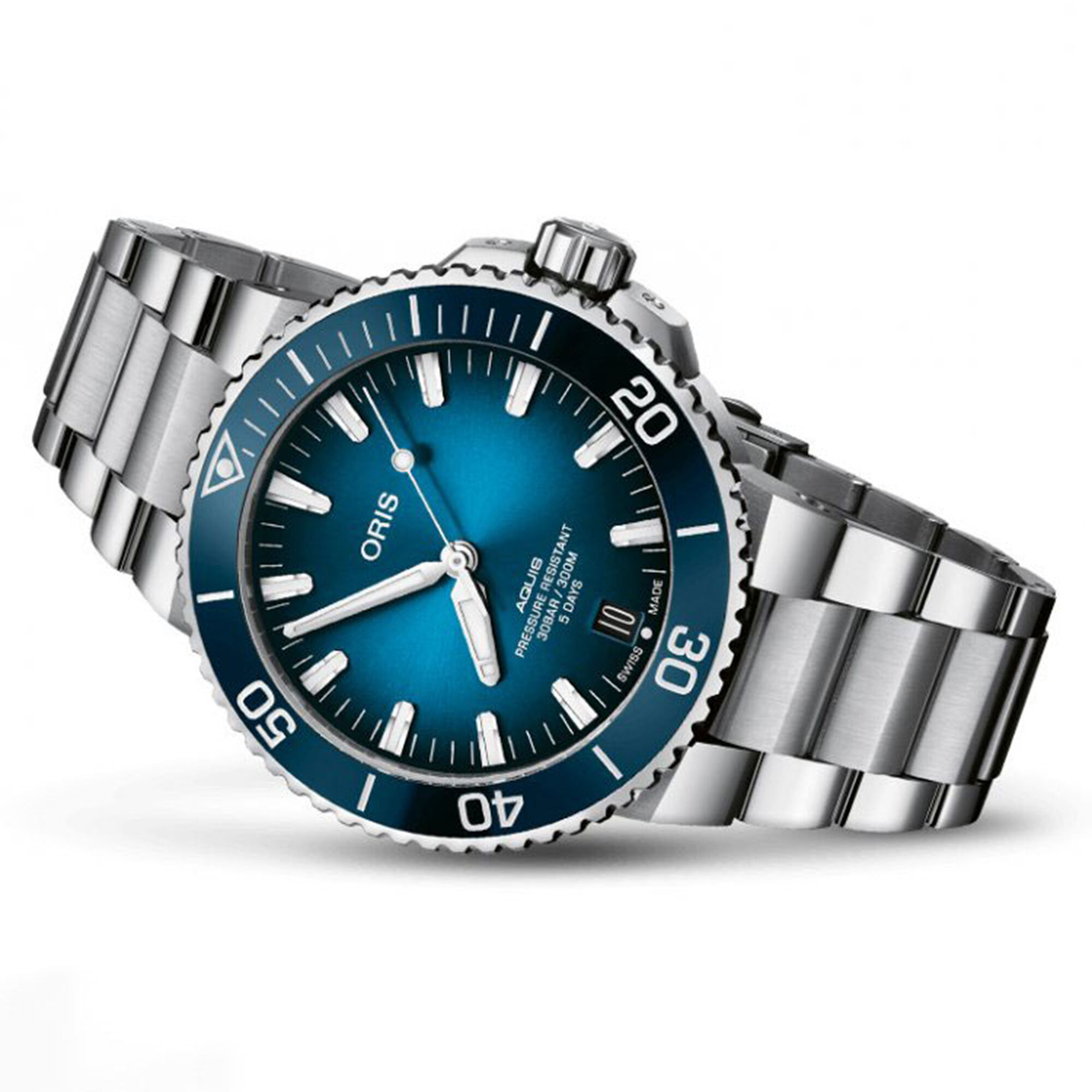 Oris Aquis Date Calibre 400 Watch Blue Dial Steel Bracelet, 43.5mm