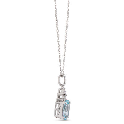 Oval Aquamarine Pendant Necklace, 14K White Gold