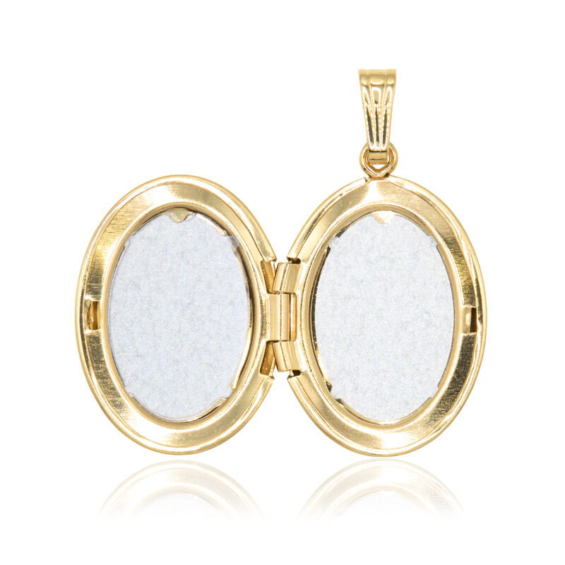Hand Engraved Oval Locket, 14K Yellow Gold image number 1