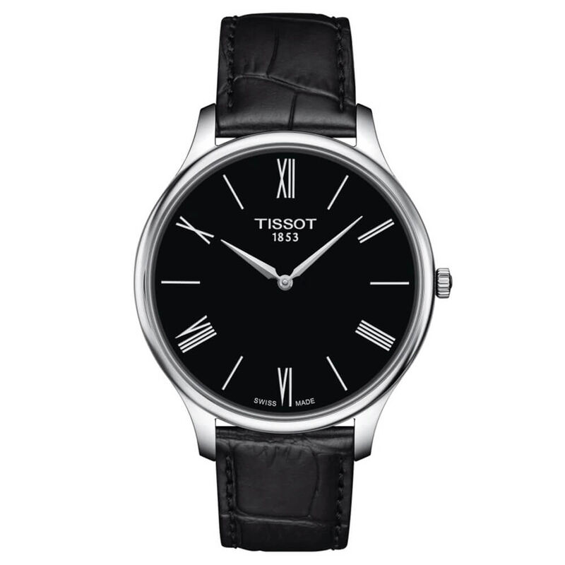 Tissot Tradition 5.5 Black Dial Leather Steel Quartz Watch, 39mm image number 0