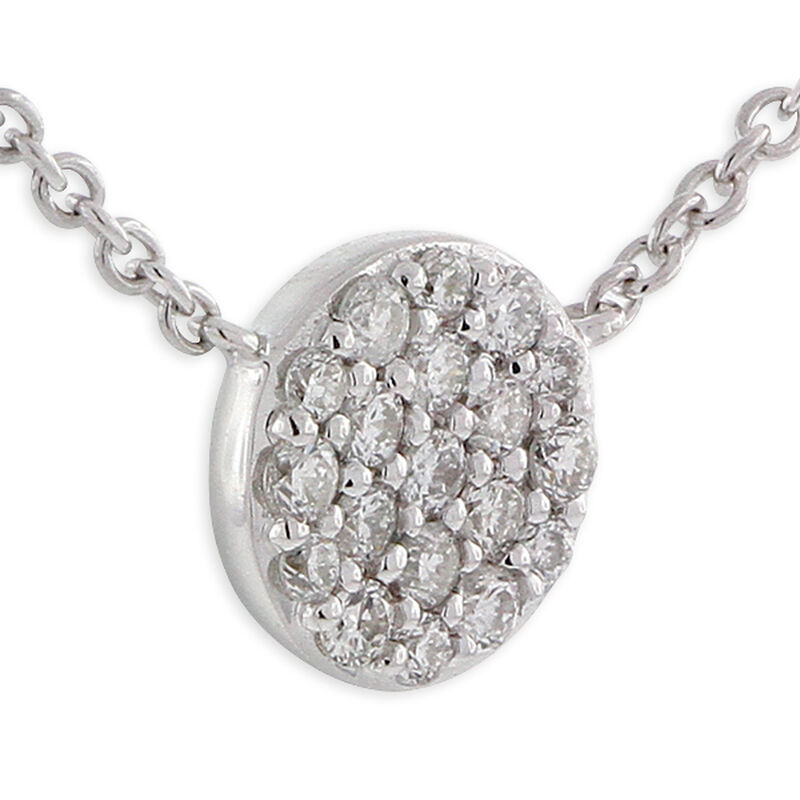 Pavé Diamond Circle Necklace 14K image number 1