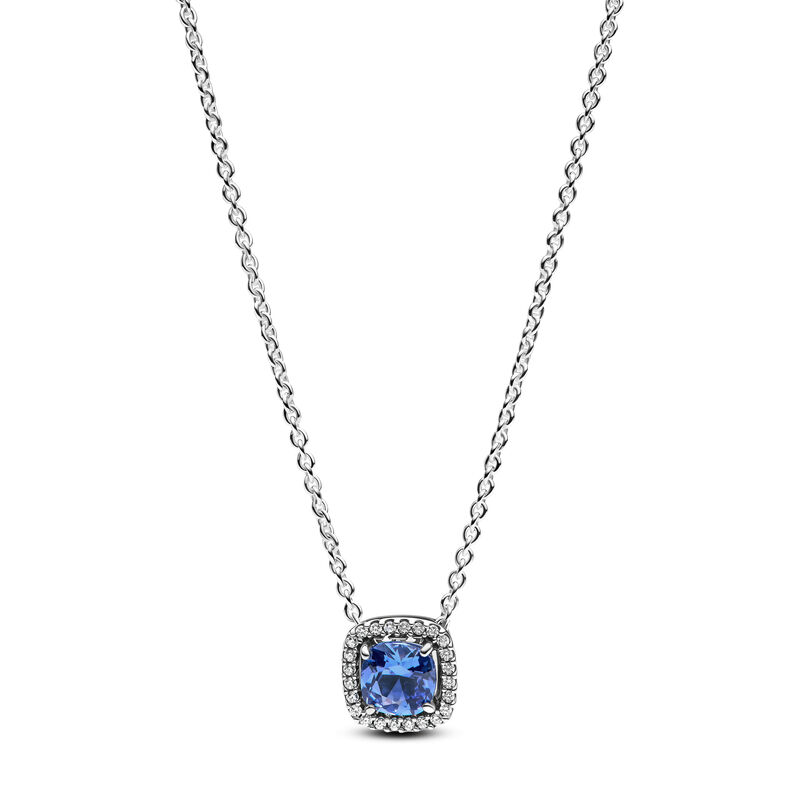 Pandora Sparkling Square Blue Halo Pendant Necklace image number 0
