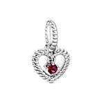 Pandora Blazing Red Crystal Beaded Heart Dangle Charm