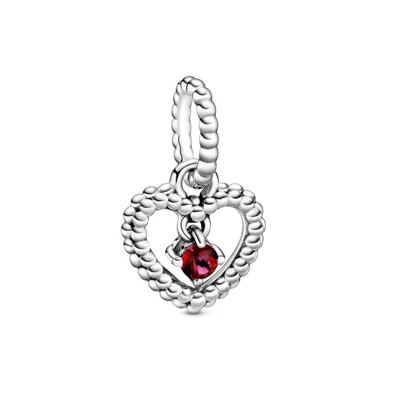 Pandora Blazing Red Crystal Beaded Heart Dangle Charm image number 1