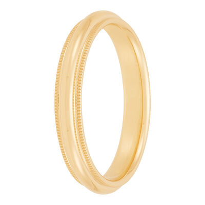 Yellow Gold Polished Milgrain Edge Comfort Fit 3.5mm Band 18K