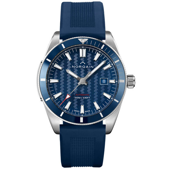 Norqain Adventure Sport Blue Ceramic Bezel Rubber Watch, 42mm