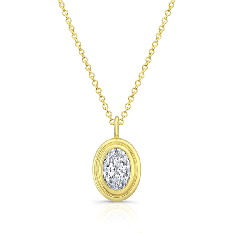 Rahaminov Oval Diamond Double Bezel Pendant, 18K Yellow Gold image number 1
