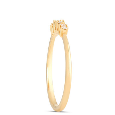 Stackable Baguette and Round Diamond Ring, 1/10 Carat Total Weight, 14K Yellow Gold