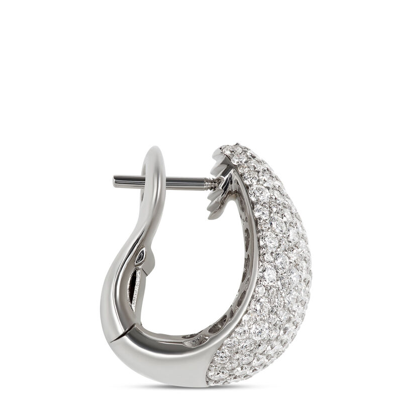 Pave Diamond Hoops, 14K White Gold image number 1