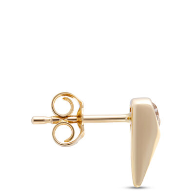 Heart Shaped Diamond Earrings in Tear Drop Setting, ⅓ Total Carat Weight, 14K Yellow Gold