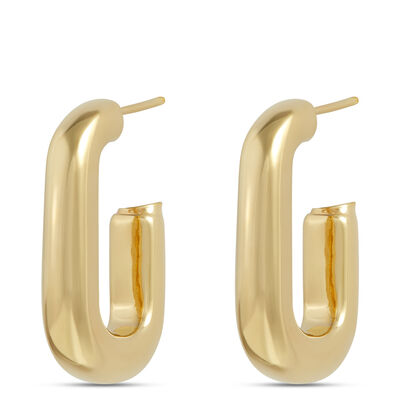 Toscano Large Half-Oval Hoops, 14K Yellow Gold