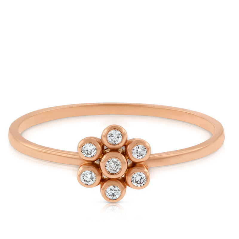 Rose Gold Floral Diamond Ring 14K image number 0