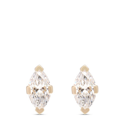 Marquise Diamond Studs, 1 Carat Total Weight, 14K Yellow Gold