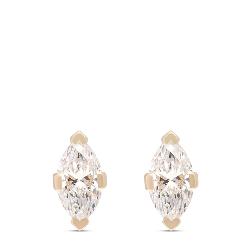 Marquise Diamond Studs, 1 Carat Total Weight, 14K Yellow Gold image number 0