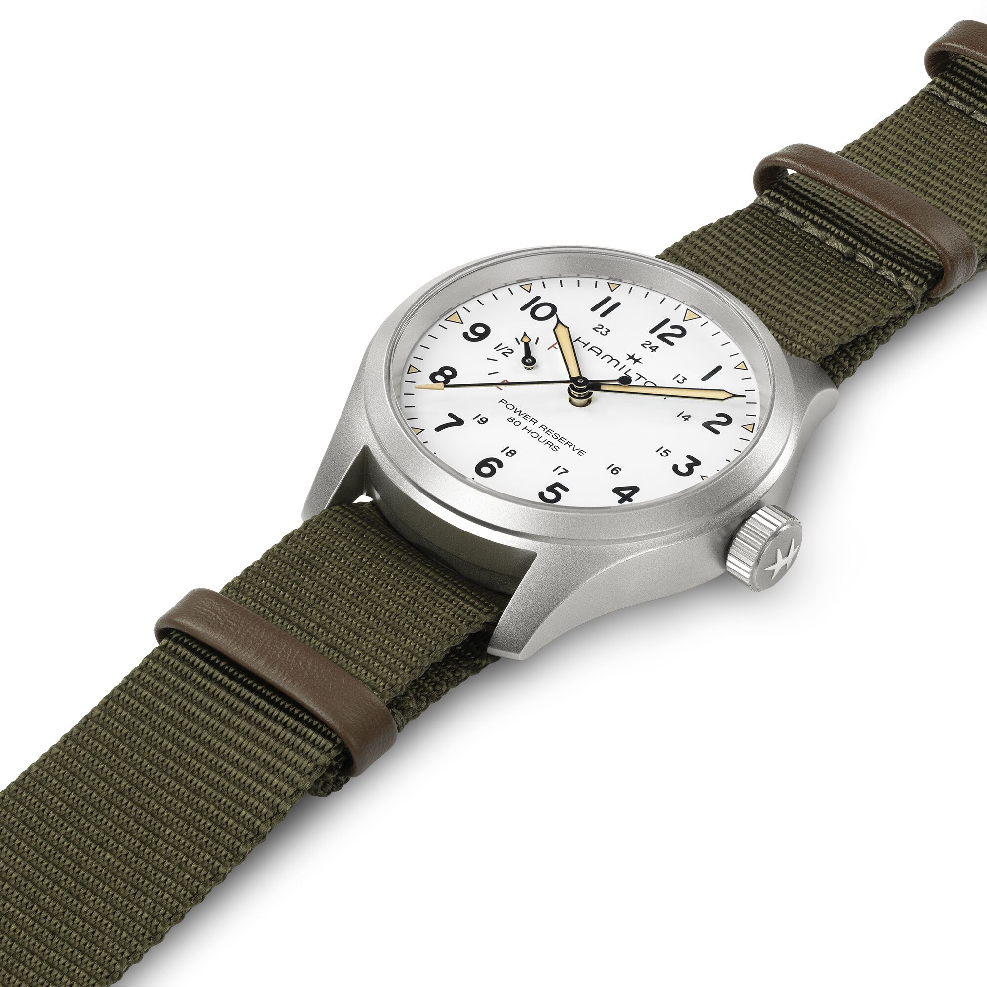 Hamilton Khaki Field Mechanical Power Reserve White Dial Watch, 40mm