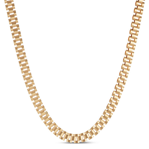 Toscano Satin Polished Link Neck Chain, 14K Yellow Gold