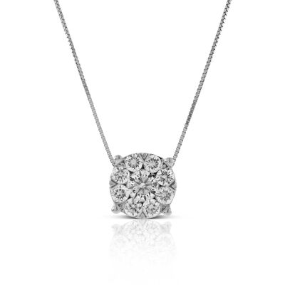 Halo Diamond Pendant 14K, 3/4 ctw.