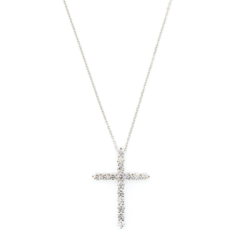 Diamond Cross Pendant, 14K White Gold image number 0