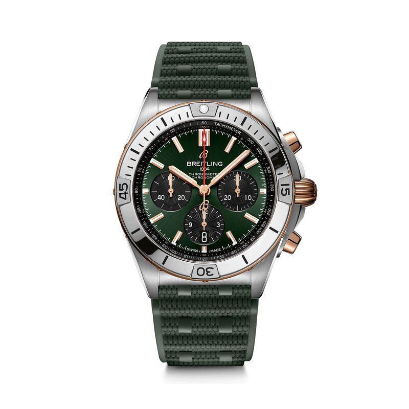 Breitling Chronomat B01 42  Rouleaux Rubber Strap Green Dial, 42mm image number 0