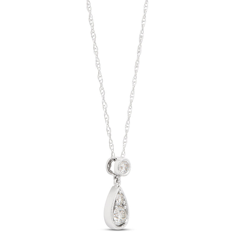 Pear Shaped Pendant with Round Diamonds, ⅓ Total Carat Weight, 14K White Gold image number 2