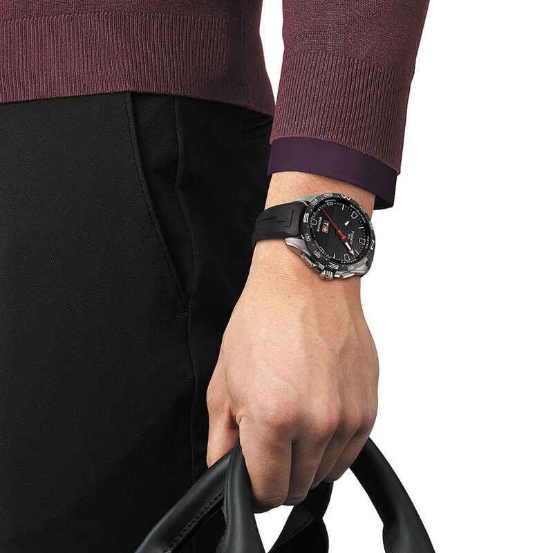 Tissot T-Touch Connect Solar Black Rubber Titanium Watch, 47.5mm image number 1