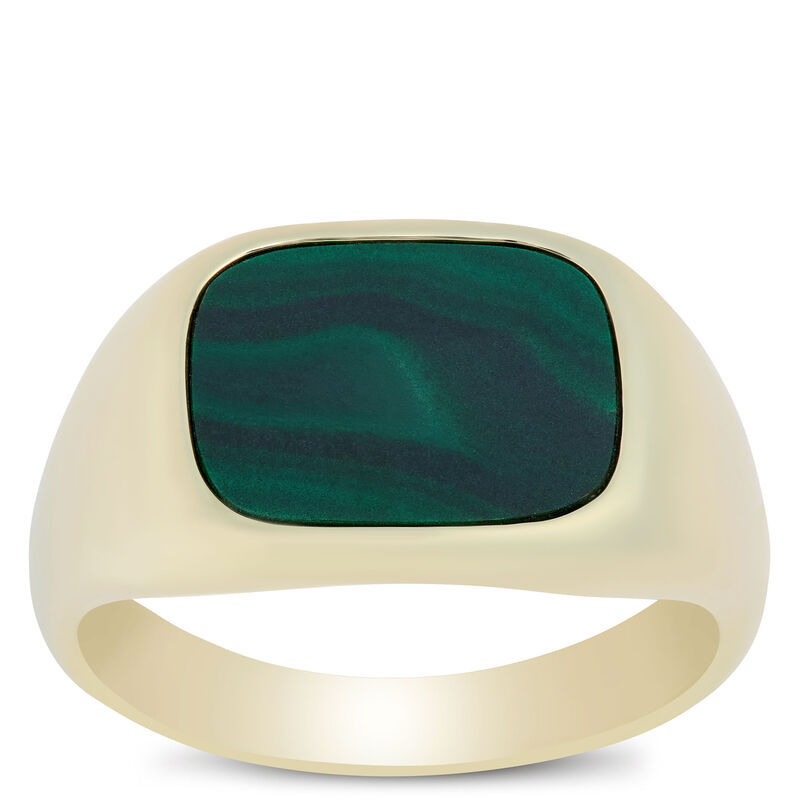 Cushion Cut Malachite Ring, 14K Yellow Gold image number 0