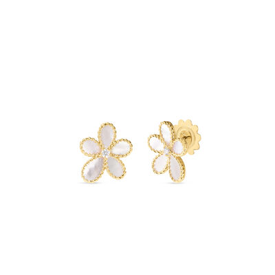 Roberto Coin 18K Yellow Gold Jasmine Diamond And Mother Of Pearl Flower Stud Earrings