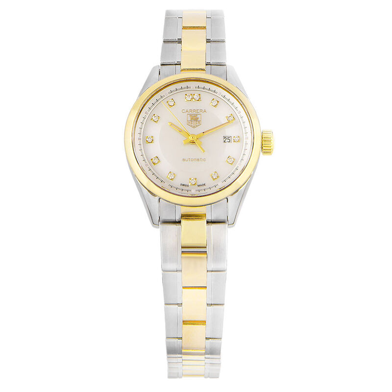 Pre-Owned TAG Heuer Carrera Mother of Pearl Dial Watch, 27mm, 18K & Steel image number 1
