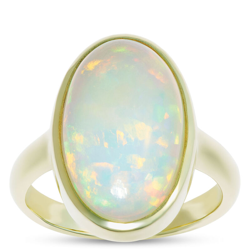 Cabochon Ring with Oval Opal Center Stone, 14K Yellow Gold image number 0