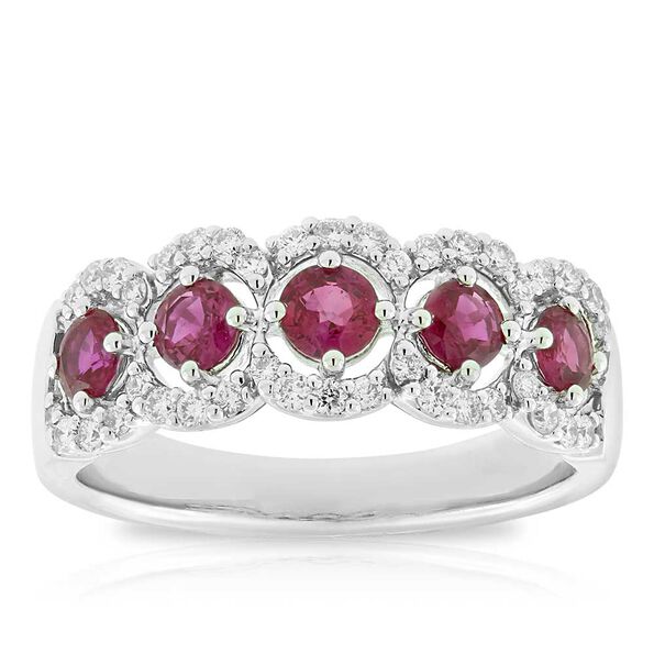5-Stone Ruby & Diamond Ring 14K