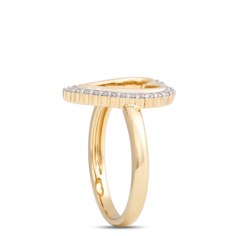Open Center Heart Shaped Ring with Diamonds, 14K Yellow Gold image number 1