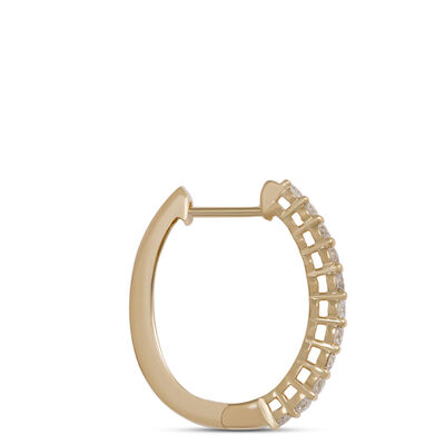 17MM Oval Diamond Hoops, 14K Yellow Gold