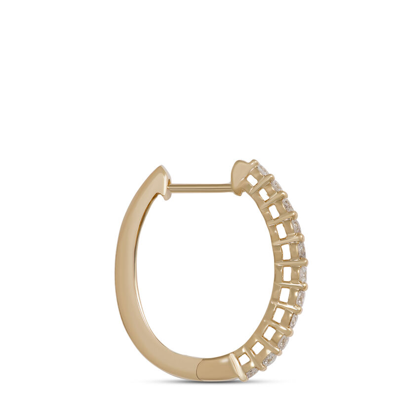 17MM Oval Diamond Hoops, 14K Yellow Gold image number 1