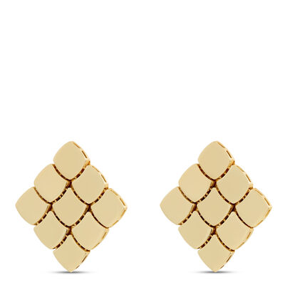 Toscano Checkerboard Post Earrings, 14K Yellow Gold