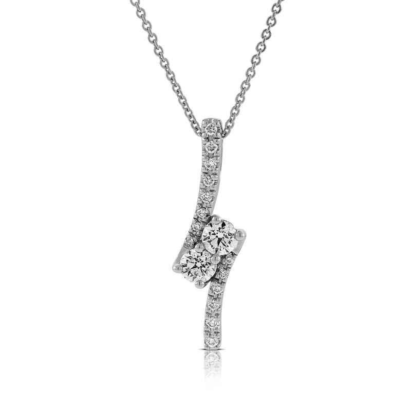Perfectly Paired 2-Stone Diamond Pendant 14K, 5/8 ctw image number 1
