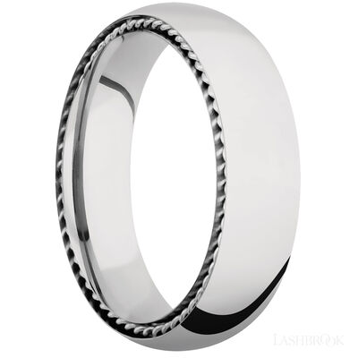 14K White Gold with Polish Finish and 14K White Gold Inlay