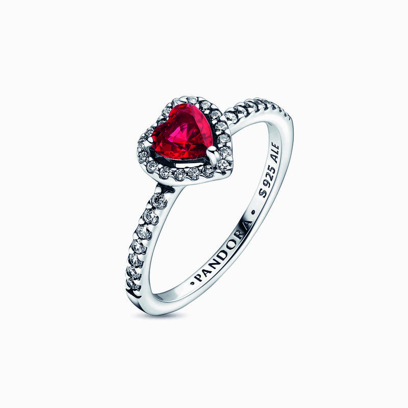 Pandora Sparkling Red Elevated Heart Ring image number 2
