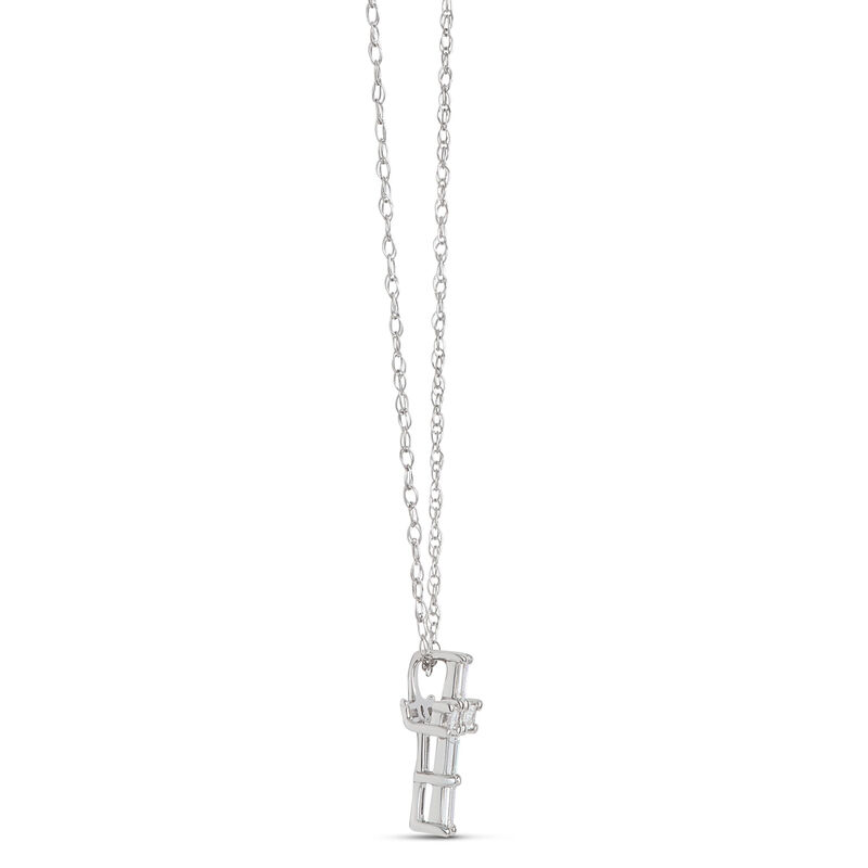 Baguette and Round Diamond Cross Pendant, 14K White Gold image number 1