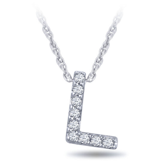 Diamond Initial Pendant 14K Letter 'L'