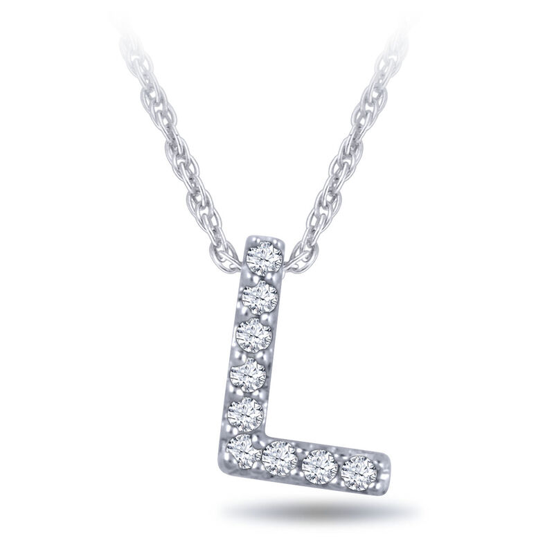 Diamond Initial Pendant 14K Letter 'L' image number 1