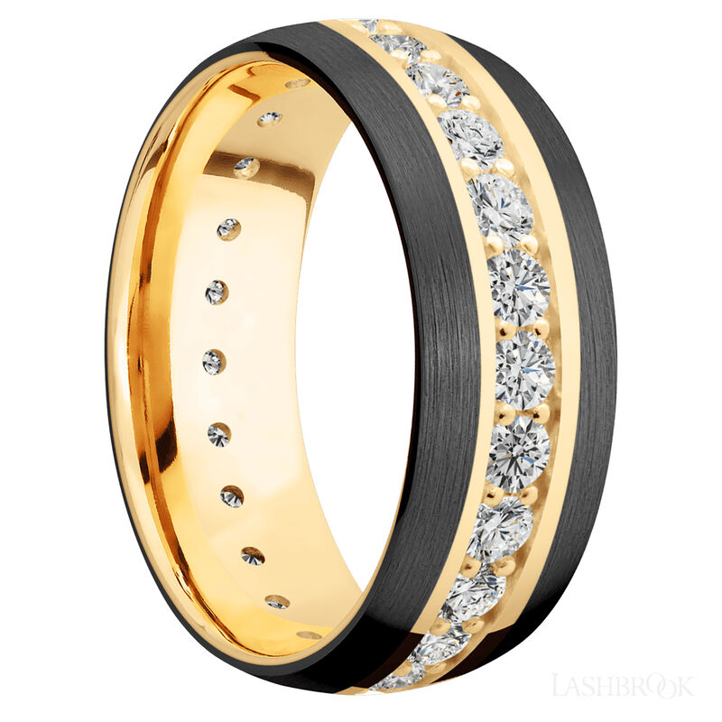 14K Yellow Gold with Polish Finish and Zirconium Inlay image number 1