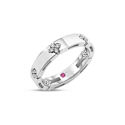 Roberto Coin 18K White Gold Love In Verona Diamond Ring Size 6.5
