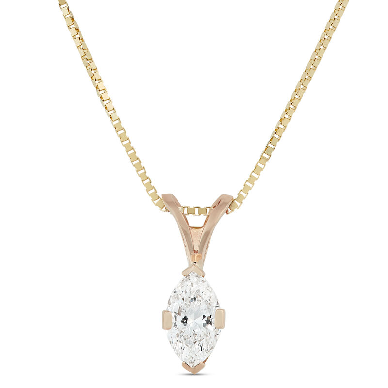 Marquise Solitaire Diamond Pendant, 14K Yellow Gold image number 0