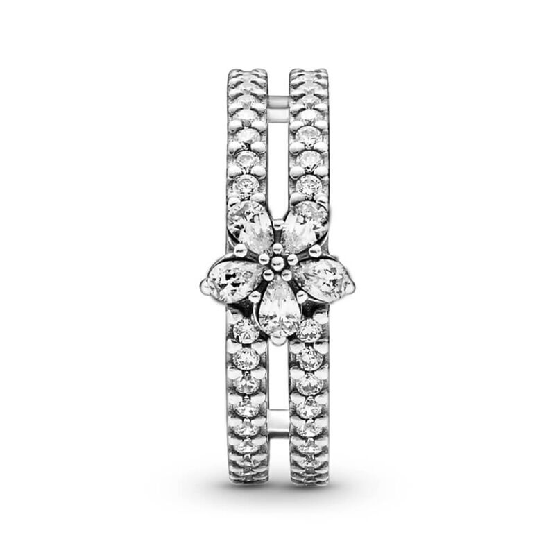 Pandora Sparkling Snowflake CZ Double Ring image number 2